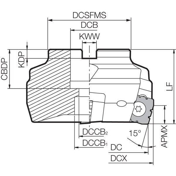 Face Mill, MSRS 153000R6T, MSRS15 3.0000