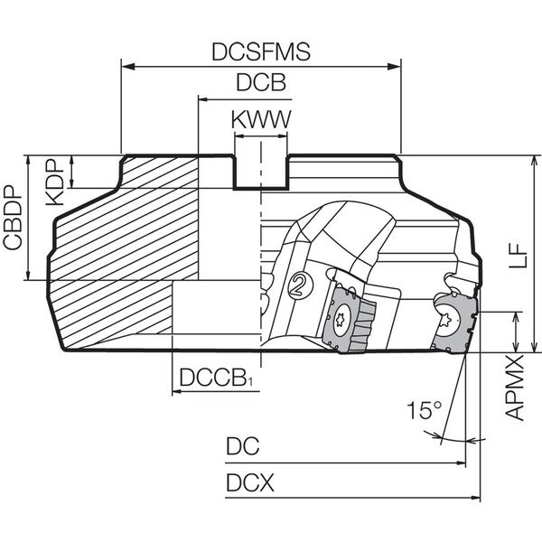 Face Mill, MSRS 15125R6T, MSRS15 125.00mm Cutting Dia