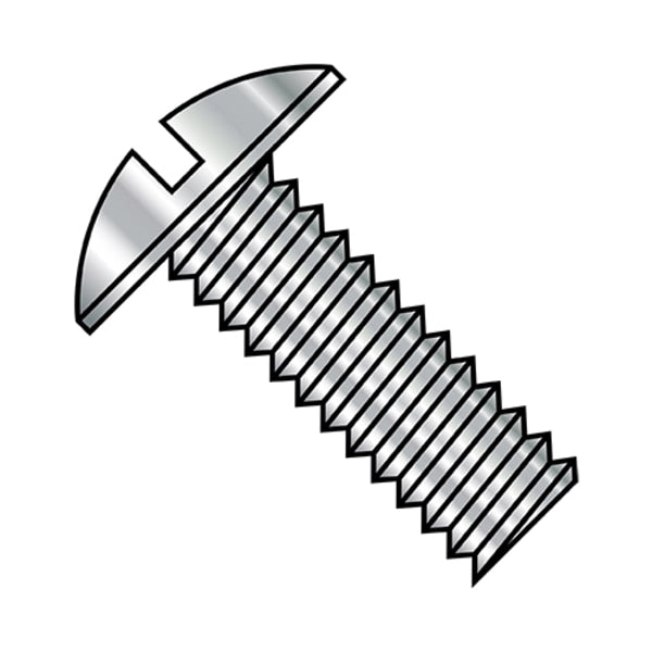#10-32 x 3/8 in Slotted Truss Machine Screw, Plain Steel, 4000 PK