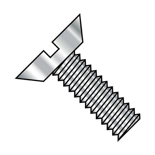 #12-24 x 3/4 in Slotted Flat Machine Screw, Plain Stainless Steel, 2000 PK