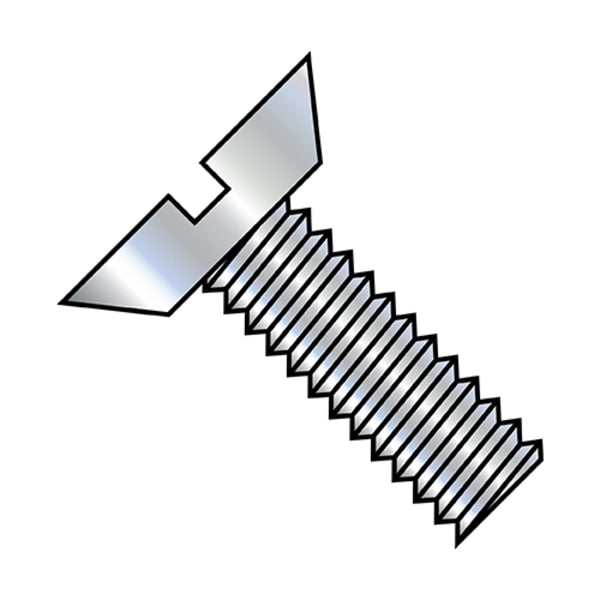 #2-56 x 3/16 in Slotted Flat Machine Screw, Zinc Plated Steel, 10000 PK