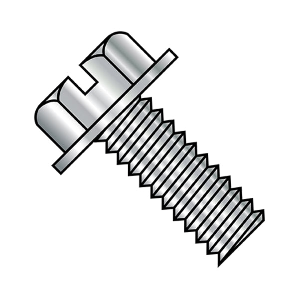 #6-32 x 3/4 in Slotted Hex Machine Screw, Plain Steel, 5000 PK