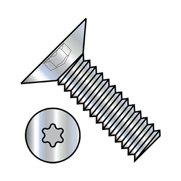 #6-32 x 1/2 in Torx Flat Machine Screw, Zinc Plated Steel, 10000 PK
