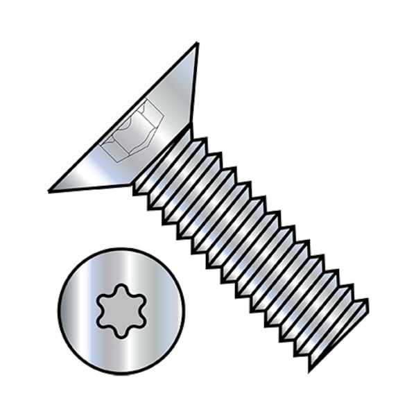 #6-32 x 1/4 in Torx Flat Machine Screw, Zinc Plated Steel, 10000 PK