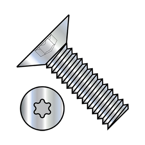 #6-32 x 3/8 in Torx Flat Machine Screw, Zinc Plated Steel, 10000 PK