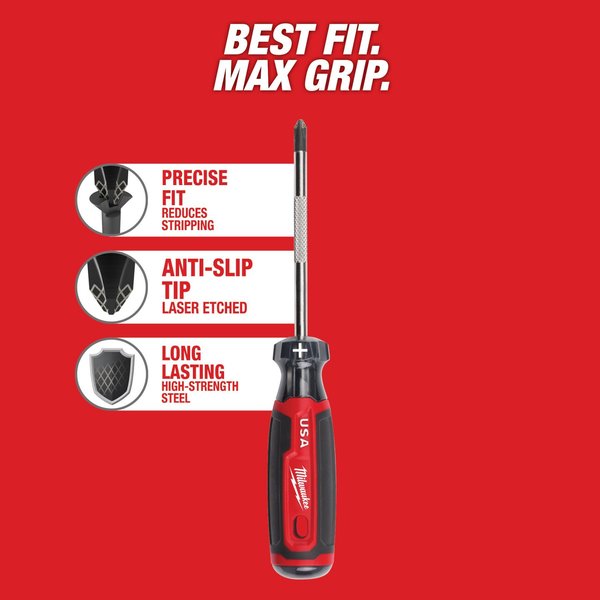 4 in. #2 Phillips Cushion Grip Screwdriver (Made in USA)