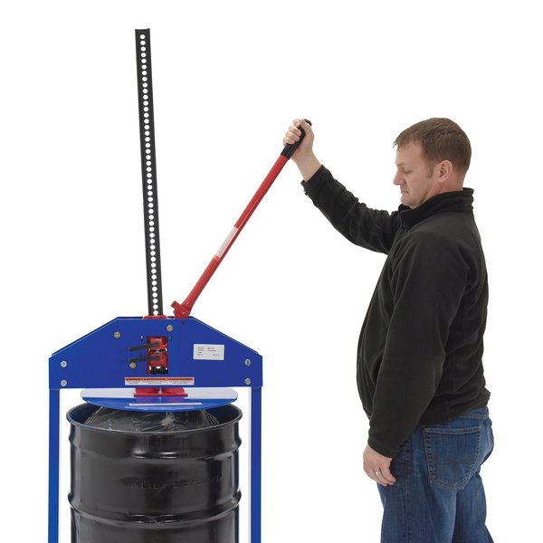 Manual Trash Compactor, Blue, 55 gal.