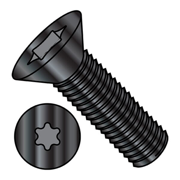 #4-40 x 1/4 in Torx Flat Machine Screw, Black Oxide Steel, 10000 PK