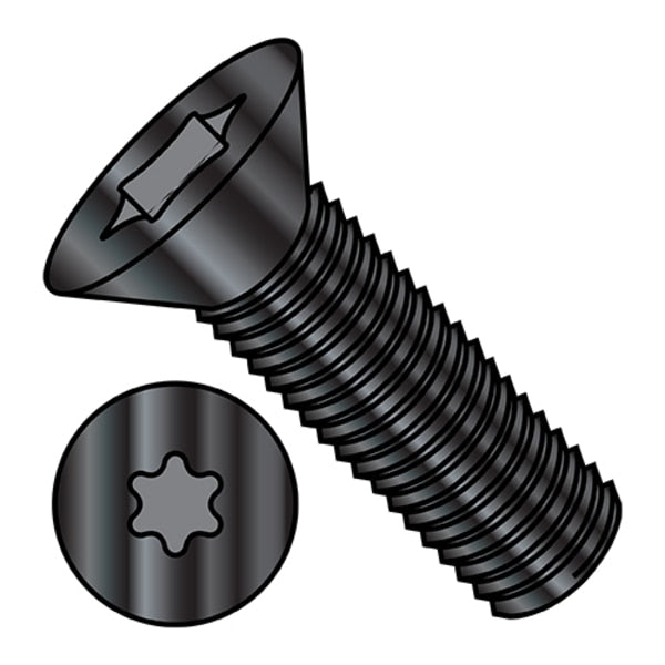 #6-32 x 3/8 in Torx Flat Machine Screw, Black Oxide Steel, 10000 PK