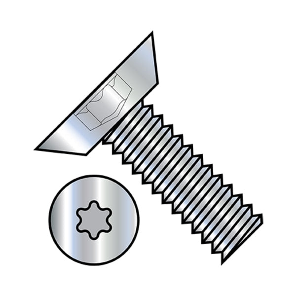 #6-32 x 3/8 in Torx Flat Machine Screw, Zinc Plated Steel, 10000 PK