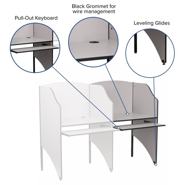 Add-On Study Carrel, Nebule Grey