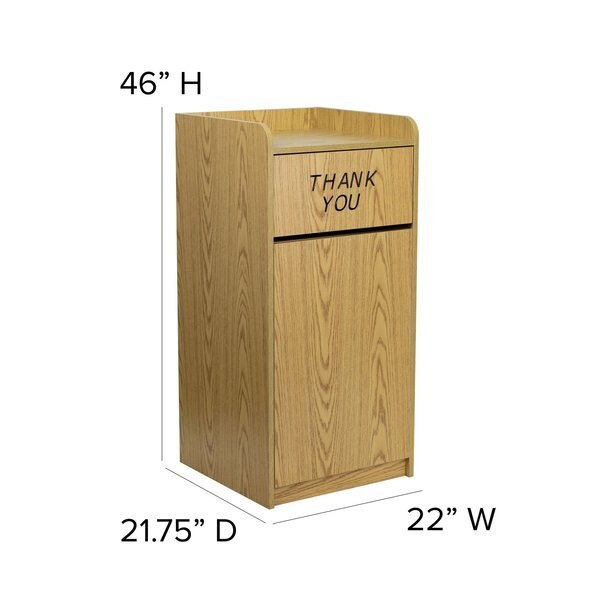 36 gal Trash Can, Oak, Laminate