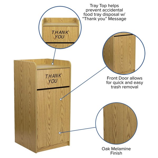 36 gal Trash Can, Oak, Laminate