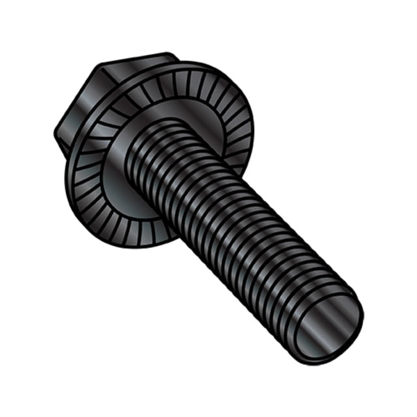 6-32X1/4 SERRTED HX FLAN WH FT SC BLK OX