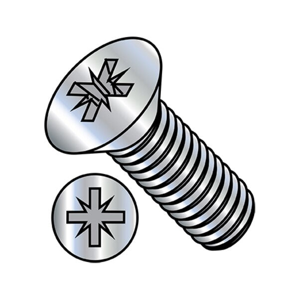 #6-32 x 1/4 in Pozidriv Flat Machine Screw, Zinc Plated Steel, 10000 PK