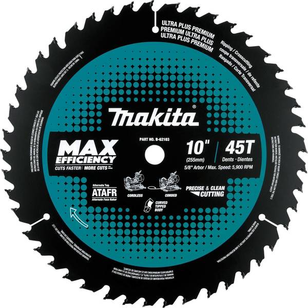 Carbide-Tipped Max Efficiency Miter Saw Blade 45T 10