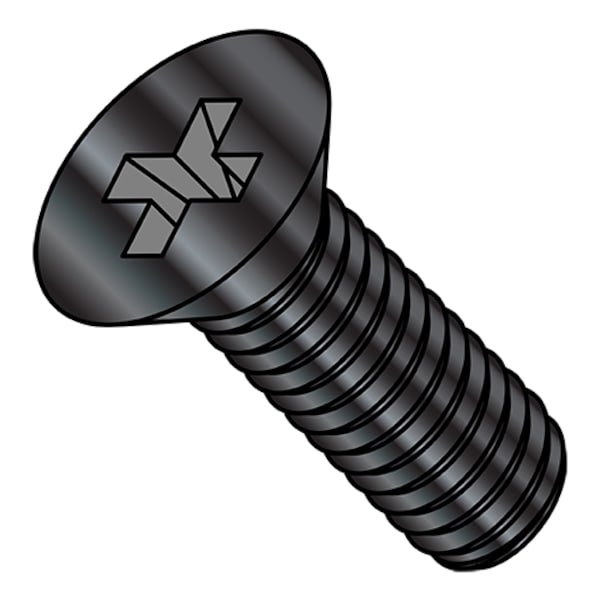 M6-1.00 x 10 mm Phillips Flat Machine Screw, Black Oxide Stainless Steel, 700 PK