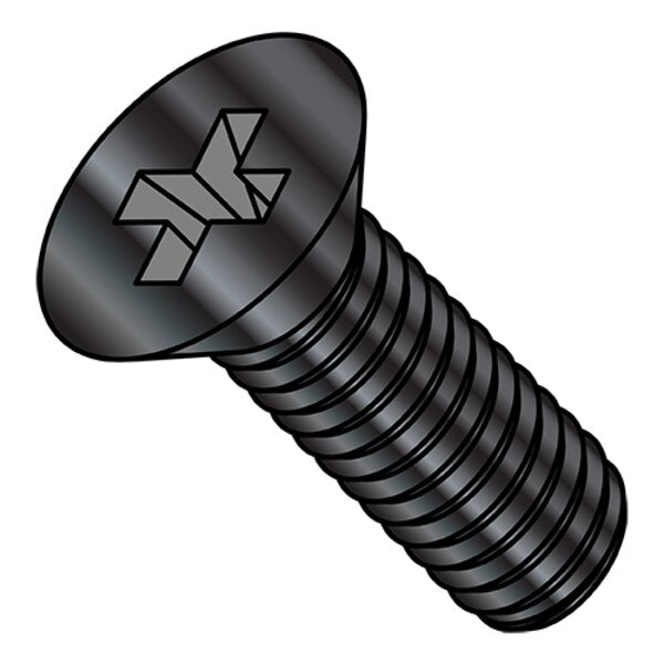 M2.5-0.45 x 8 mm Phillips Flat Machine Screw, Black Oxide 18-8 Stainless Steel, 7000 PK