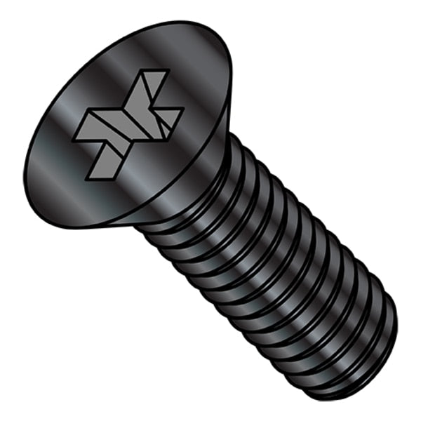 M3-0.50 x 10 mm Phillips Flat Machine Screw, Black Oxide 18-8 Stainless Steel, 3000 PK
