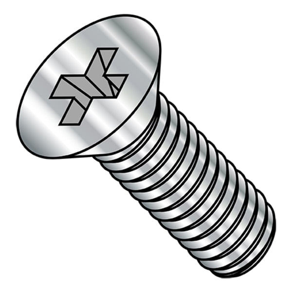 M2.5-0.45 x 10 mm Phillips Flat Machine Screw, Plain Stainless Steel, 1500 PK