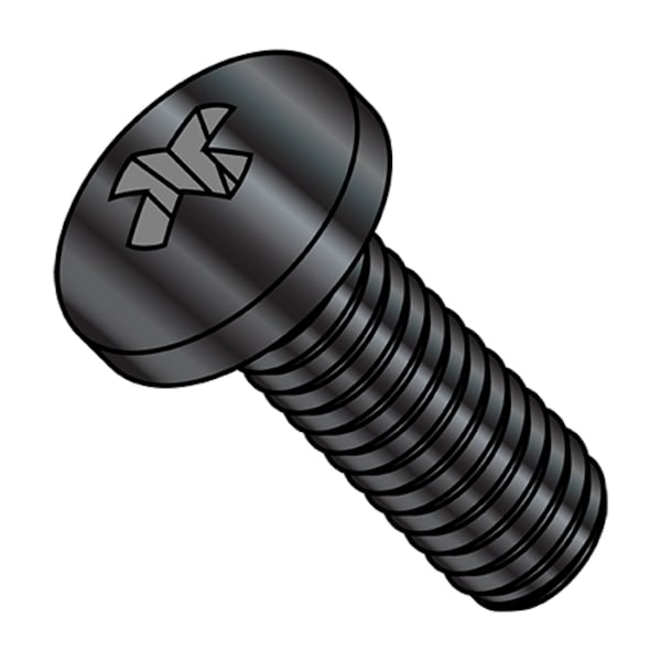 M6-1.00 x 16 mm Phillips Pan Machine Screw, Black Oxide Steel, 700 PK