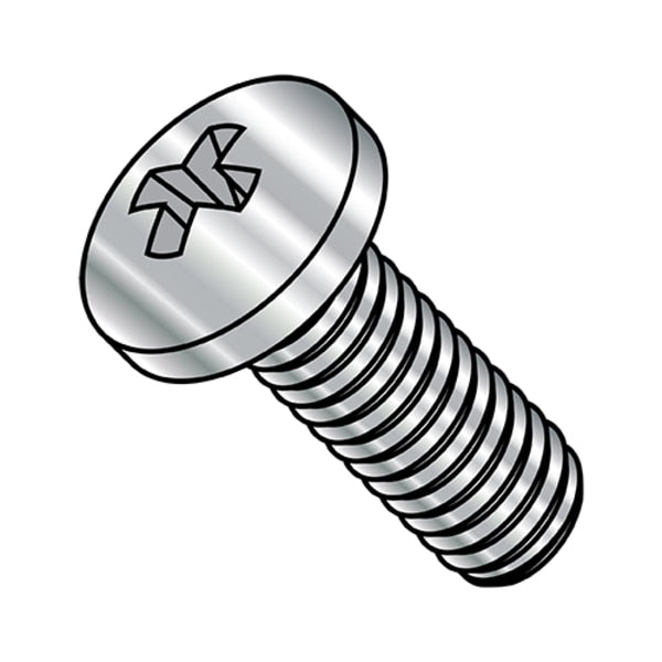 M8-1.25 x 25 mm Phillips Pan Machine Screw, Plain A2 Stainless Steel, 500 PK