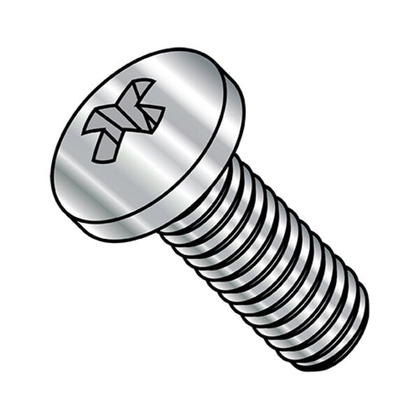M4-0.70 x 8 mm Phillips Pan Machine Screw, Plain Steel, 3000 PK