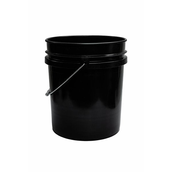 Open Head Plastic Pail, 5 Gallon, Black