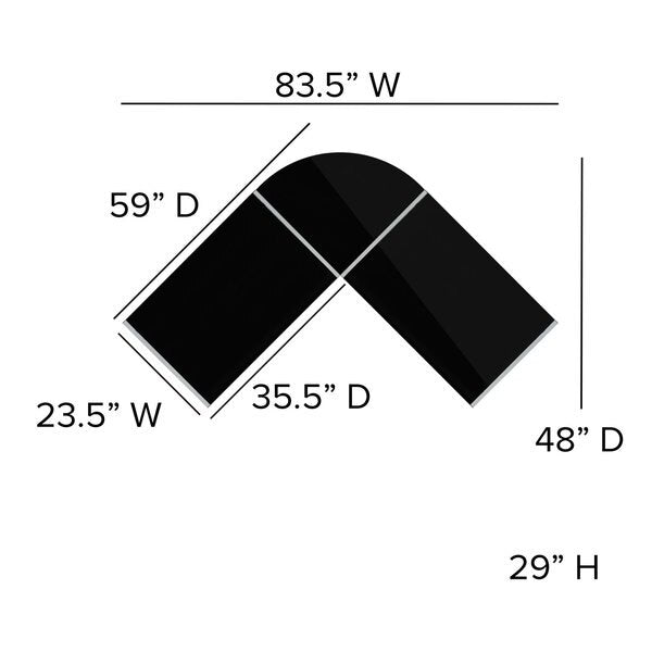 Black Glass L-Shape Corner Computer Desk
