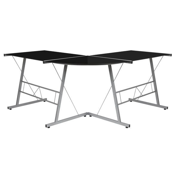 Black Glass L-Shape Corner Computer Desk