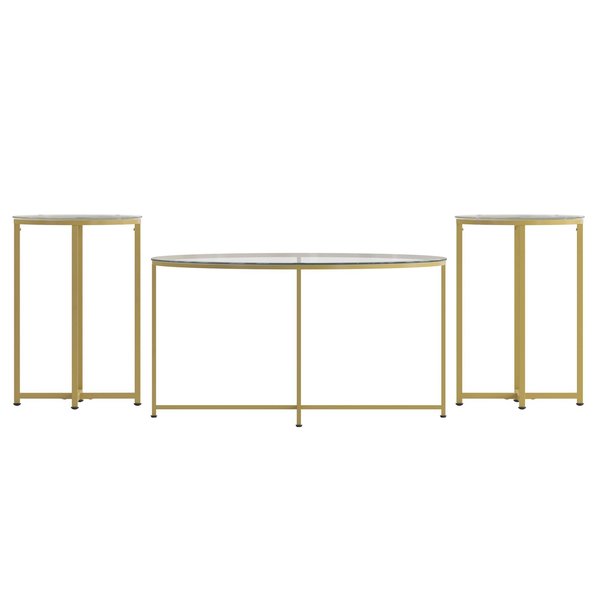 Round Greenwich Glass Table Set, 3PCS, 35.5