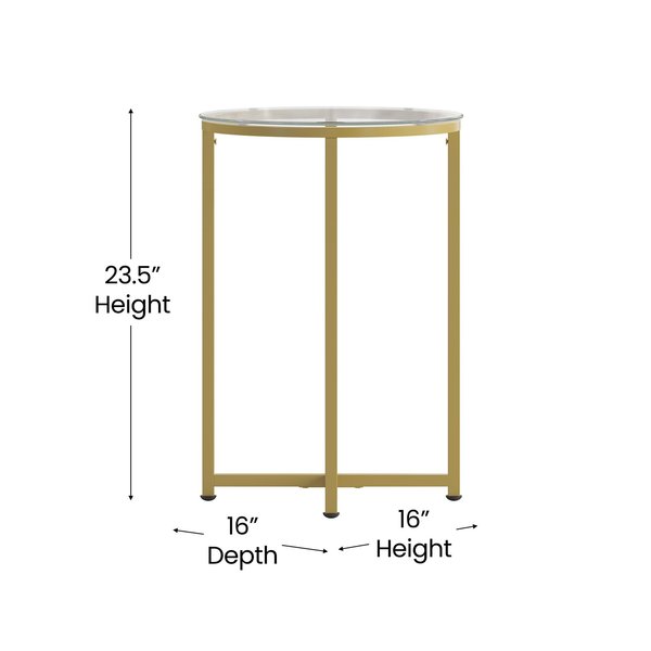 Round Greenwich Glass Table Set, 3PCS, 35.5