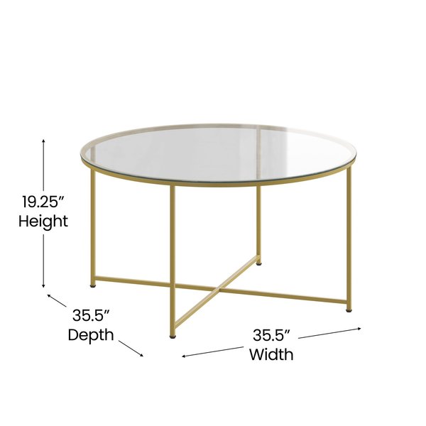 Round Greenwich Glass Table Set, 3PCS, 35.5