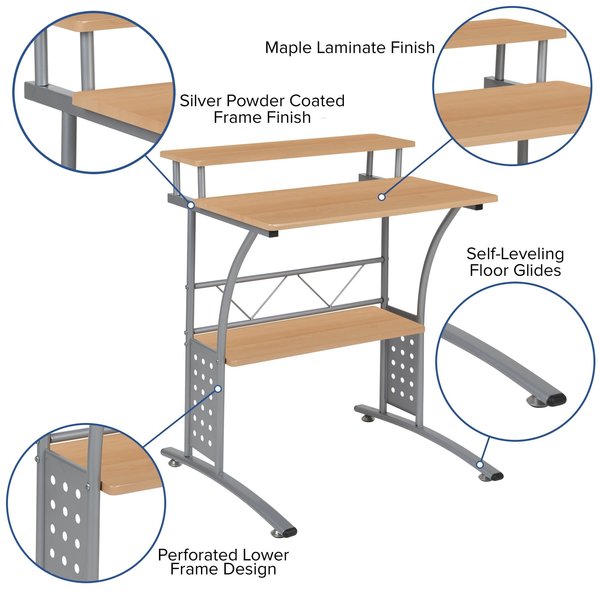 Clifton Maple Computer Desk with Top and