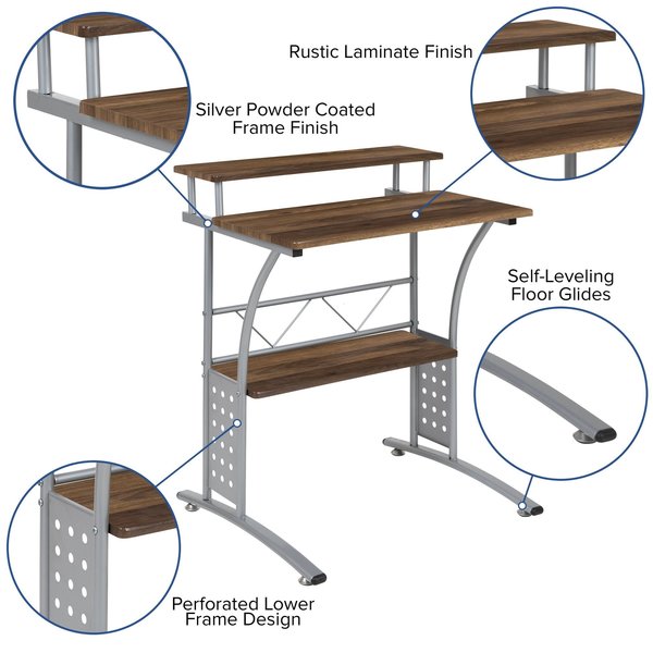 Clifton Rustic Walnut Computer Desk with