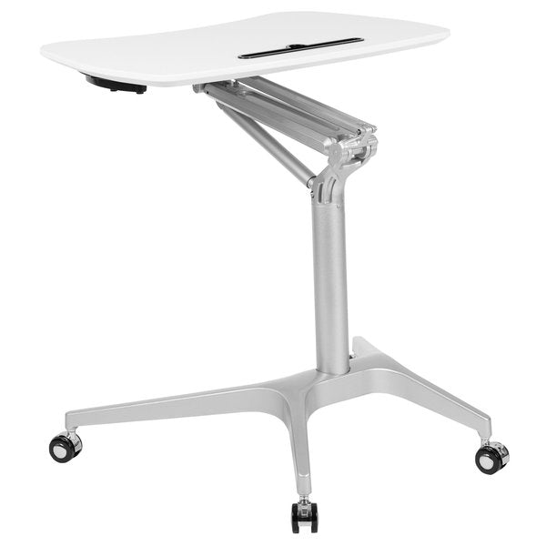 White Mobile Sit to Stand Desk
