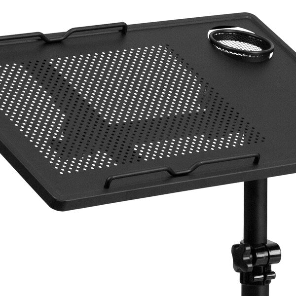 Adjustable Height Steel Mobile Computer Desk, 17 1/2 in D, 22 1/2 in W, Black