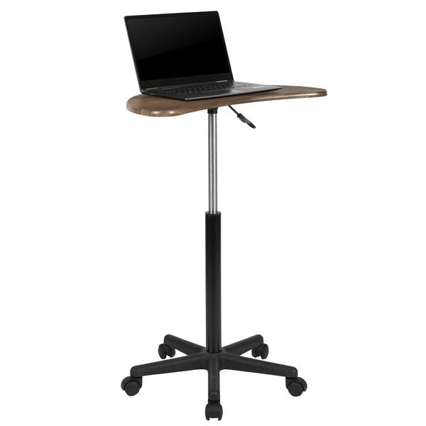 Rustic Walnut Sit to Stand Mobile Laptop
