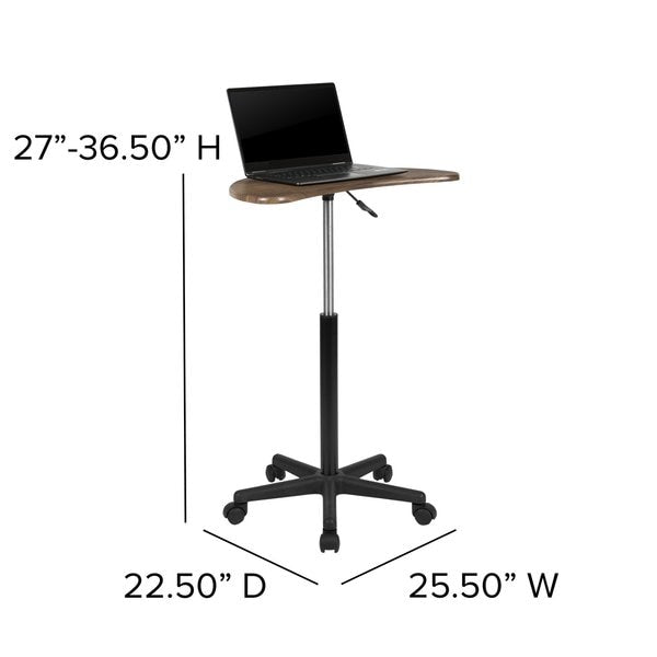 Rustic Walnut Sit to Stand Mobile Laptop