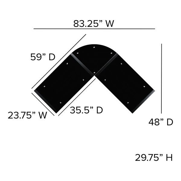 Black Glass L-Shape Corner Computer Desk