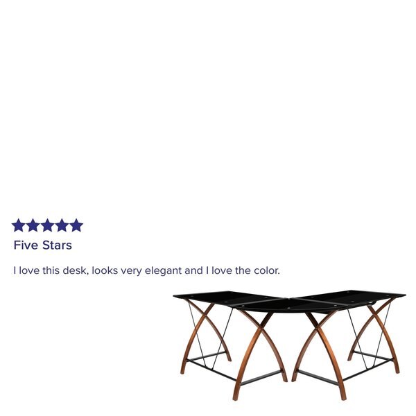 Black Glass L-Shape Corner Computer Desk