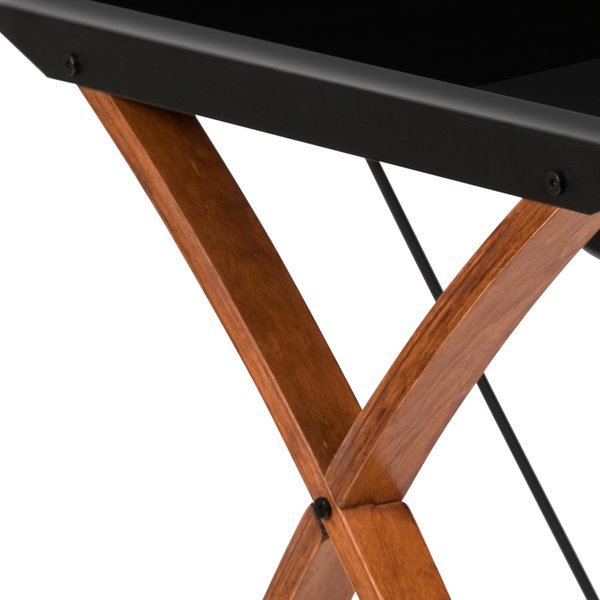 Black Glass L-Shape Corner Computer Desk