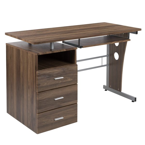 Walnut 3 Drawer Pedestal Desk