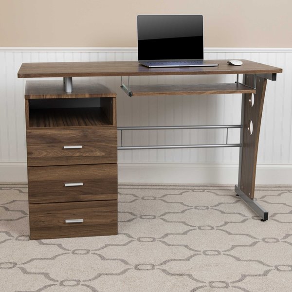 Walnut 3 Drawer Pedestal Desk