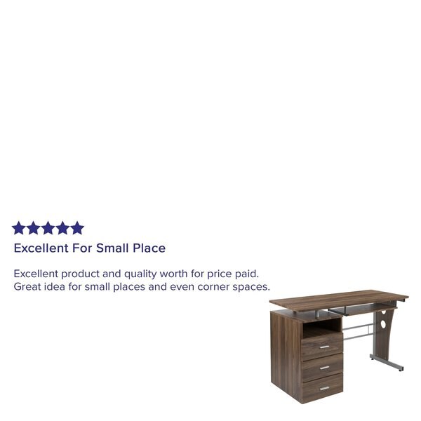 Walnut 3 Drawer Pedestal Desk