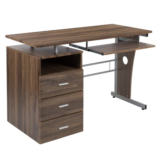 Walnut 3 Drawer Pedestal Desk