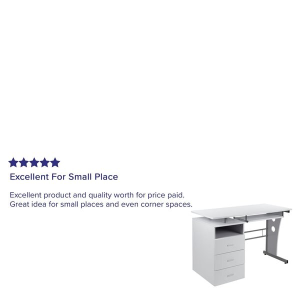 White Desk with Three Drawer Pedestal an