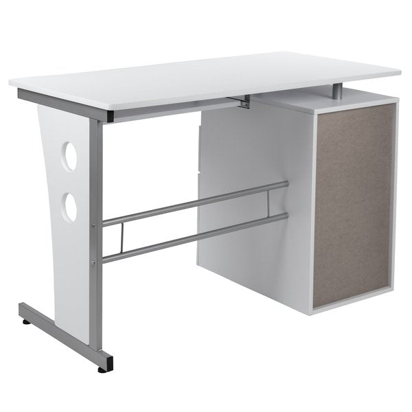 White Desk with Three Drawer Pedestal an