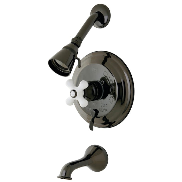 NB36300PX Pressure BalancedTub/Shower Faucet w/Porcelain Cross Handle