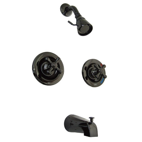 Tub and Shower Faucet, Black Stainless Steel, Wall Mount